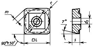 ГОСТ 27301-87 Пластины режущие сменные многогранные твердосплавные с радиусом при вершине с односторонним тороидальным отверстием. Конструкция и размеры