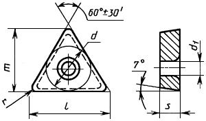 ГОСТ 27301-87 Пластины режущие сменные многогранные твердосплавные с радиусом при вершине с односторонним тороидальным отверстием. Конструкция и размеры