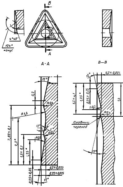ГОСТ 19046-80 Пластины режущие сменные многогранные твердосплавные трехгранной формы с отверстием и стружколомающими канавками на одной стороне. Конструкция и размеры (с Изменениями N 1, 2)