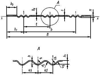 ГОСТ 10551-75 Профили стальные гнутые гофрированные. Сортамент (с Изменениями N 1-4)