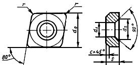 ГОСТ 19078-80 Пластины опорные сменные многогранные твердосплавные ромбической формы с углом 80°. Конструкция и размеры (с Изменением N 1)