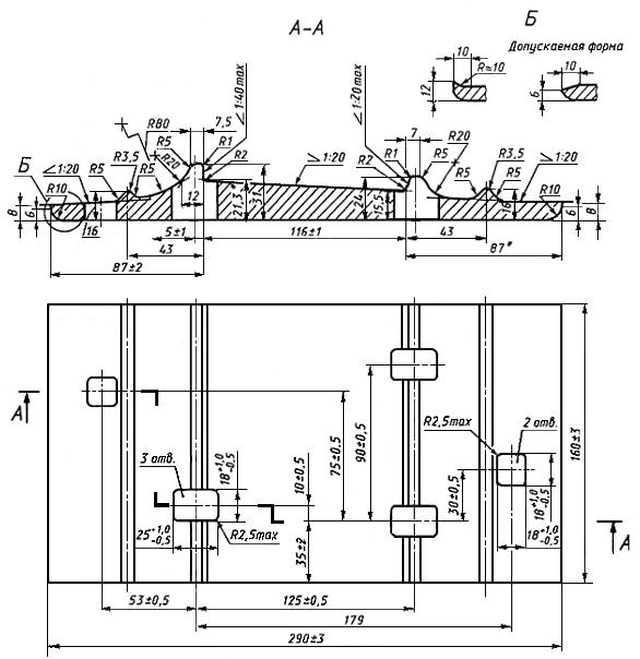 ГОСТ 7056-77 Подкладки костыльного скрепления к рельсам типа Р43. Конструкция и размеры (с Изменением N 1)
