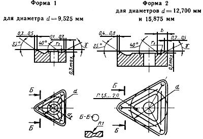 ГОСТ 19046-80 Пластины режущие сменные многогранные твердосплавные трехгранной формы с отверстием и стружколомающими канавками на одной стороне. Конструкция и размеры (с Изменениями N 1, 2)