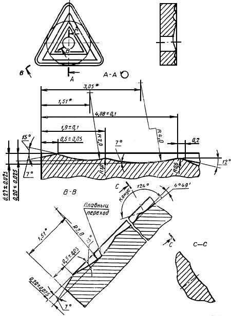 ГОСТ 19046-80 Пластины режущие сменные многогранные твердосплавные трехгранной формы с отверстием и стружколомающими канавками на одной стороне. Конструкция и размеры (с Изменениями N 1, 2)