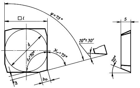 ГОСТ 27302-87 Пластины режущие сменные многогранные твердосплавные с фасками при вершине без отверстия. Конструкция и размеры
