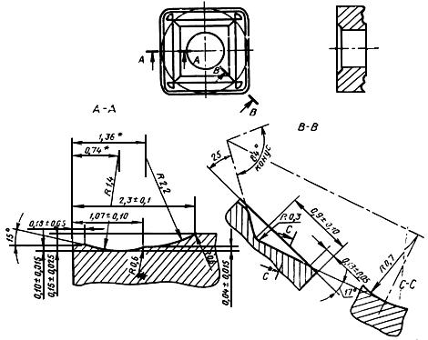 ГОСТ 19052-80 Пластины режущие сменные многогранные твердосплавные квадратной формы с отверстием и стружколомающими канавками на одной стороне. Конструкция и размеры (с Изменениями N 1, 2, 3)