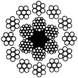 ГОСТ 16828-81 Канат двойной свивки многопрядный малокрутящийся типов ЛК-О и ЛК-Р конструкции 12х7(1+6)+6х19(1+6+6/6)+1 о.с. Сортамент (с Изменениями N 1, 2, 3)