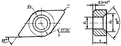 ГОСТ 24254-80 Пластины опорные сменные твердосплавные ромбической формы с углом 55°. Конструкция и размеры (с Изменением N 1)