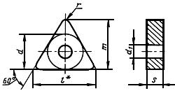 ГОСТ 19044-80 Пластины режущие сменные многогранные твердосплавные трехгранной формы с отверстием. Конструкция и размеры (с Изменениями N 1, 2)