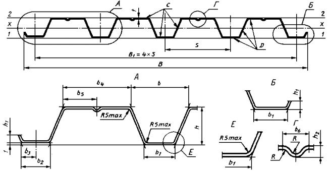 ГОСТ 24045-94 Профили стальные листовые гнутые с трапециевидными гофрами для строительства. Технические условия