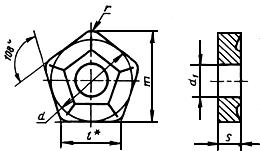 ГОСТ 19065-80 Пластины режущие сменные многогранные твердосплавные пятигранной формы с отверстием и стружколомающими канавками на одной стороне. Конструкция и размеры (с Изменениями N 1, 2)