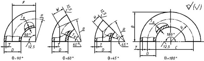 ГОСТ 17375-2001 (ИСО 3419-81) Детали трубопроводов бесшовные приварные из углеродистой и низколегированной стали. Отводы крутоизогнутые типа 3D (R~1,5DN). Конструкция (с Изменением N 1)
